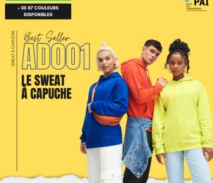 AD01 • Sweat à capuche entrée de gamme • 280g • 87 couleurs