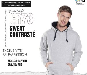  CR73 • Sweat à capuche contrasté • 310g • 22 couleurs