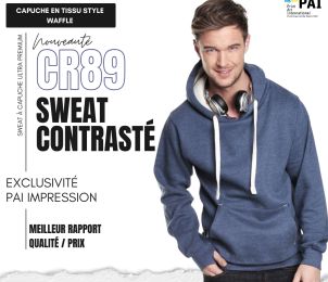 CR89 • Sweat à capuche contrasté ultra premium • 330g