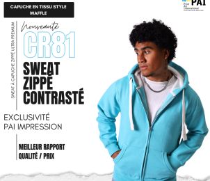 CR081 • Sweat zippé contrasté ultra premium • 330g