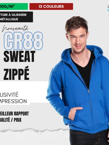 CR88 • Sweat zippé à capuche premium • 310g