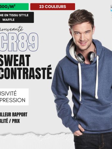 CR89 • Sweat à capuche contrasté ultra premium • 330g