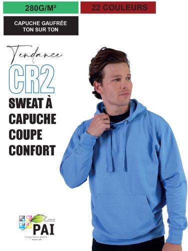 CR2 - Sweat à capuche top qualité/prix - 280g - 22 couleurs