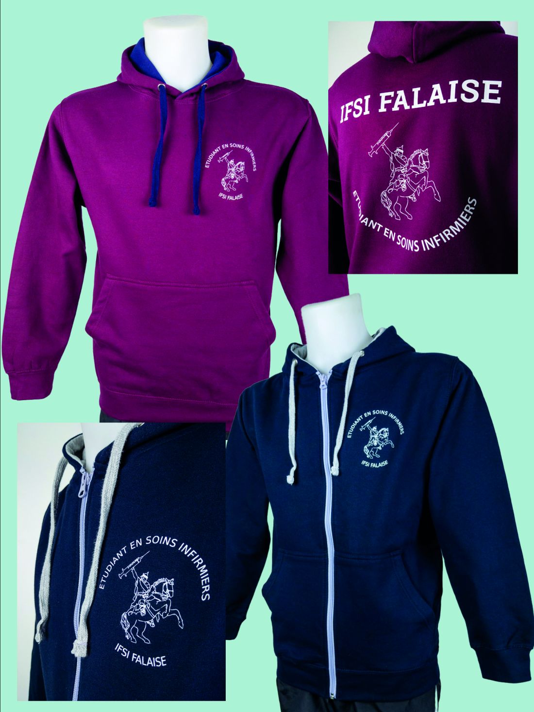 Sweats contrastés en sérigraphie pour IFSI Falaise