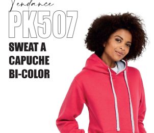 PK507 - Sweat à capuche - bi color - 300g - 12 couleurs