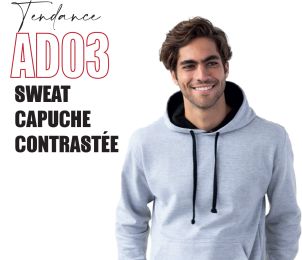 AD03 - Sweat à capuche contrasté - 280g