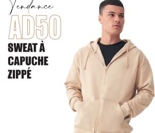 AD50 - Sweat à capuche zippé - 280g - 25 couleurs