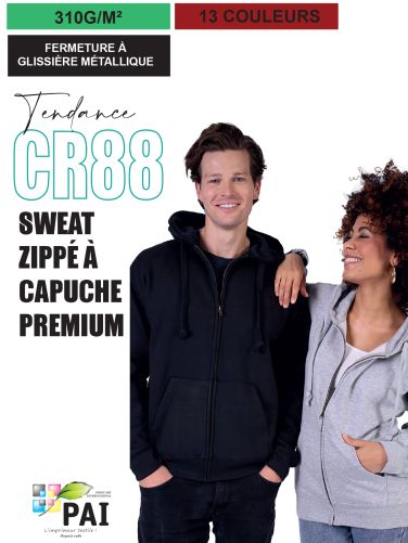 CR88 - Sweat zippé à capuche premium - 310g