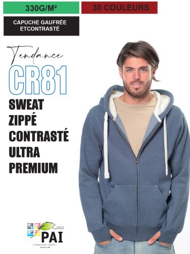 CR81 - Sweat zippé contrasté ultra premium - 330g