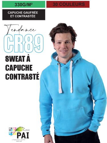 CR89 - Sweat à capuche contrasté ultra premium - 330g